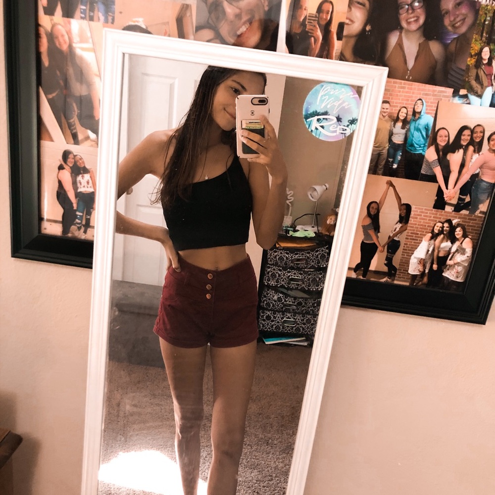 Maroon Highwaisted Shorts